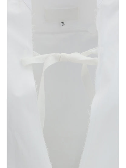 Cotton Shirt With Bow, White