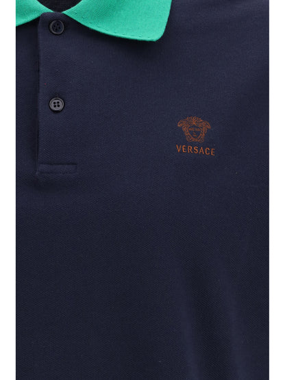 Polo Shirt Cotton Dark Navy/Bright Emerald