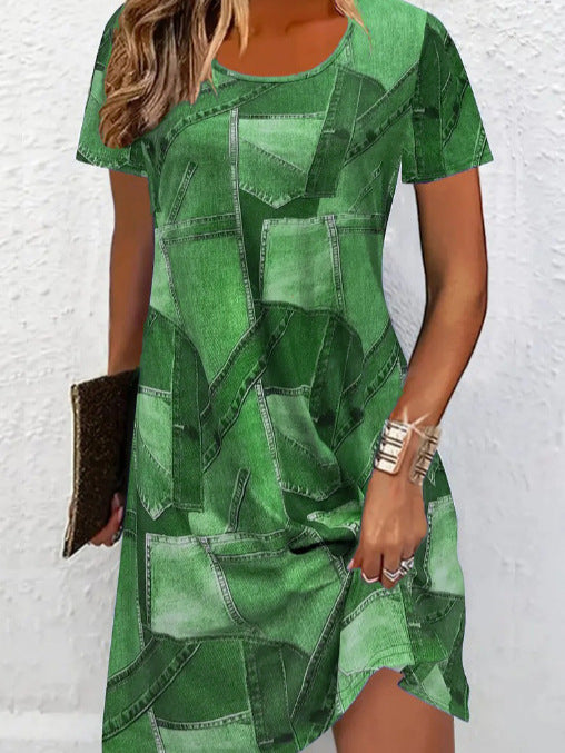 Women's Plus Size Denim Short Sleeve Dress