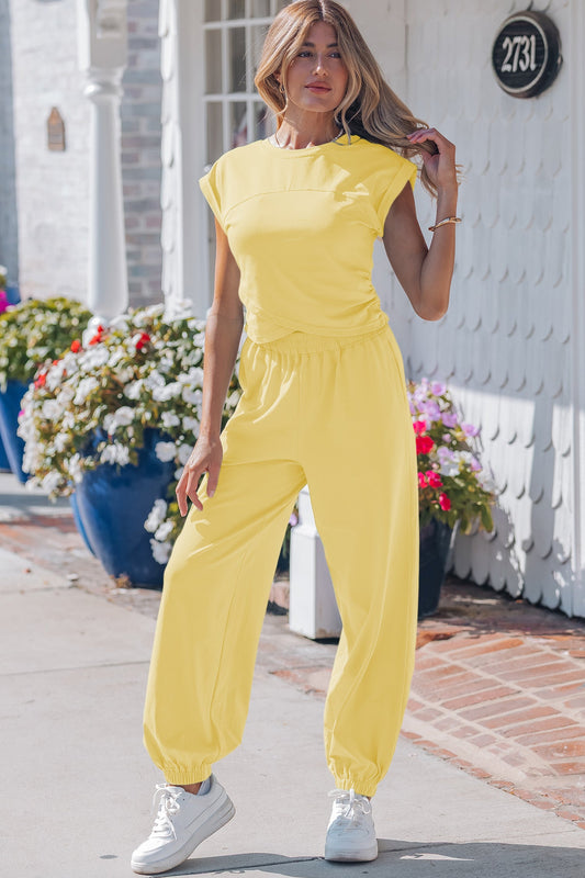 Threaded Pear Kaitlyn Color Cropped Top Set