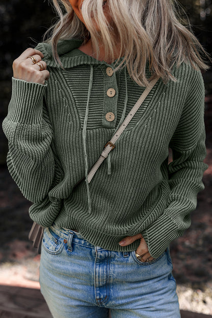 Threaded Pear Sofioya Knit Drawstring Hooded Sweater