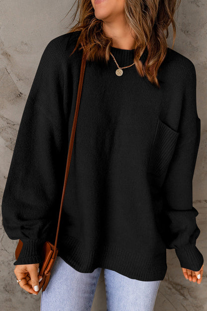 Threaded Pear Ella Color Puffy Sleeve Sweater