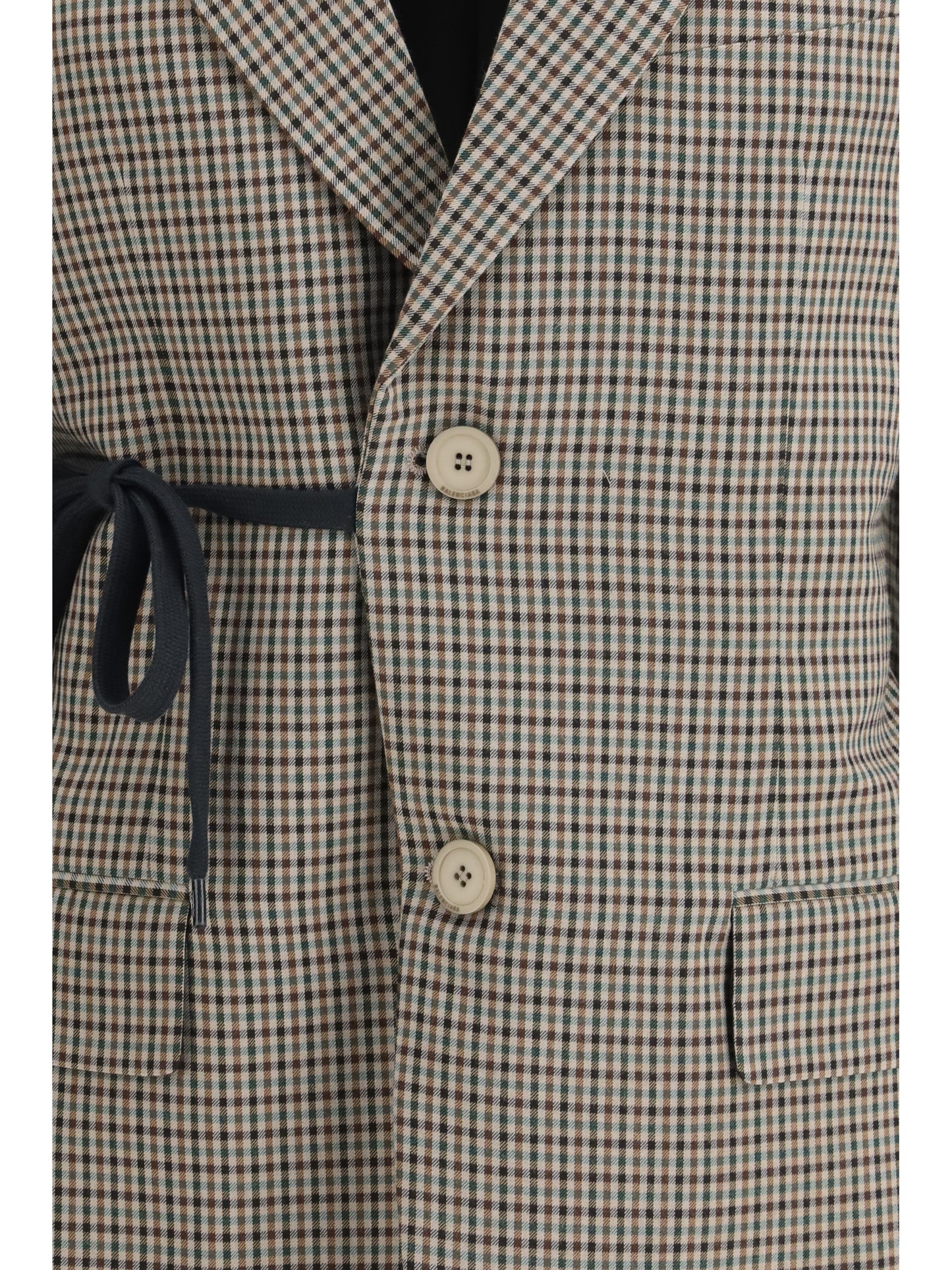 Single-Breasted Vichy Jacket Khaki/Brown