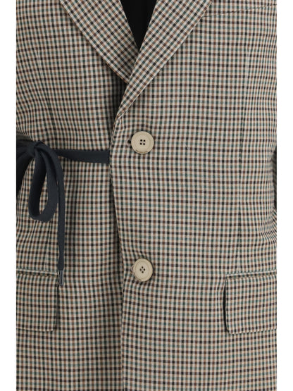 Single-Breasted Vichy Jacket Khaki/Brown