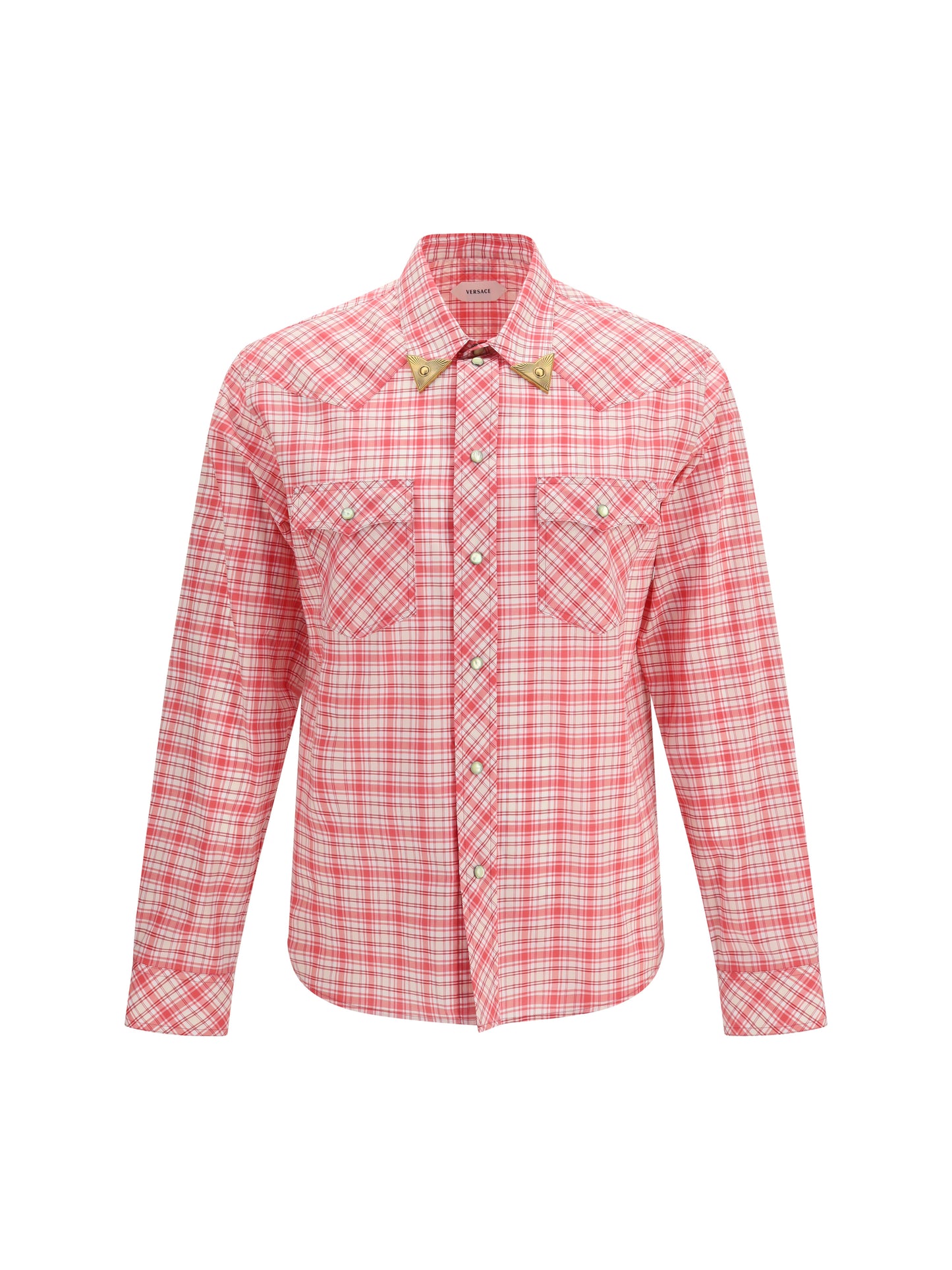 Shirt Slim Checked Cotton Poplin Red/White/Cyclamen