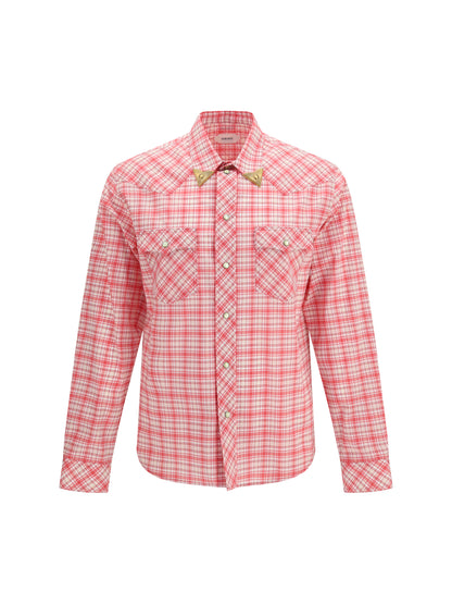 Shirt Slim Checked Cotton Poplin Red/White/Cyclamen