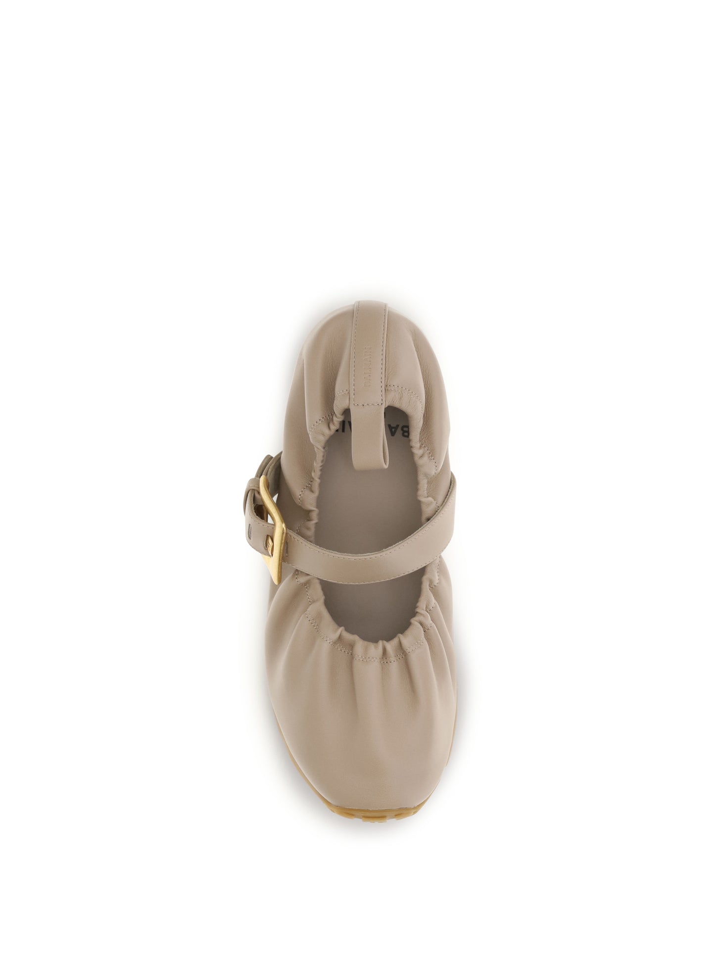 Ballerina Flats Buckle Strap Calf Leather Beige
