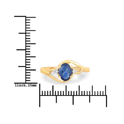 0.95 Ct Oval Blue Sapphire & Lab Grown Diamond Prong 10K Gold Bypass Engagement Ring