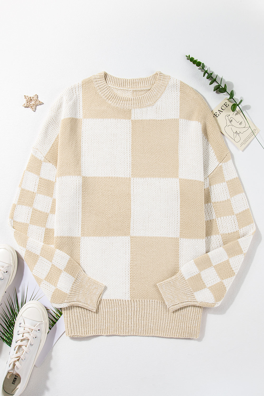 Threaded Pear Abigail Print Drop Shoulder Sweater