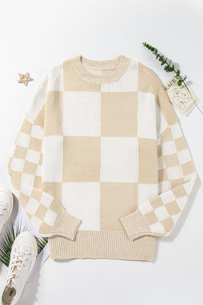 Threaded Pear Abigail Print Drop Shoulder Sweater