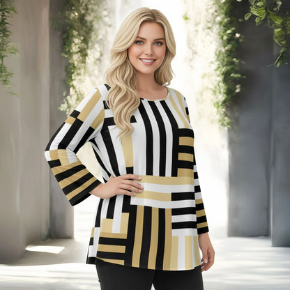 Beige and White w/ Black-