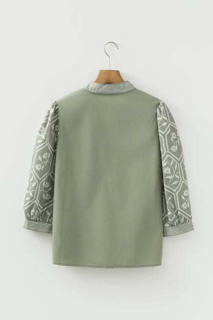Threaded Pear Kaiya Sleeve Contrast Patchwork Blouse