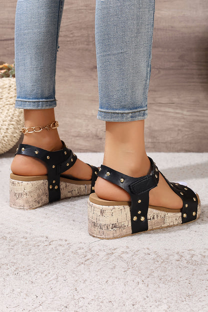 Threaded Pear Arleth Out Leather Wedge Sandals