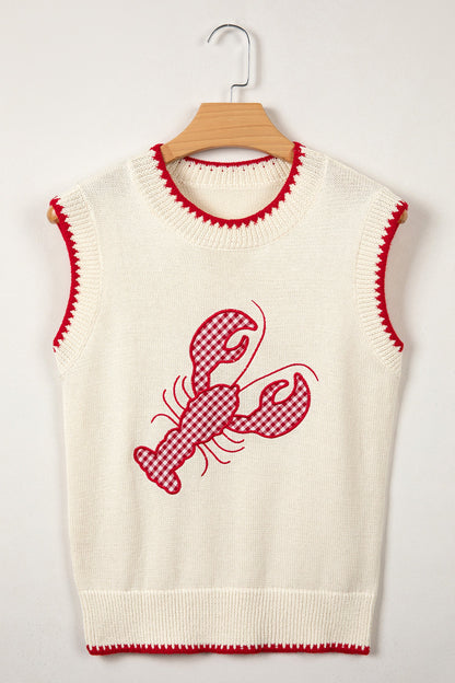 Threaded Pear Emmeline Plaid Crawfish Knit Sweater