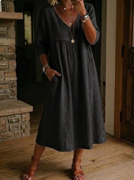 women's cotton or linen dresses Womens Cotton Linen Long Sleeve Maxi Long Dress Plain Classic Button Down Shirt Dresses Trendy Boho Dresses GraySmall at Amazon Women's Clothing store