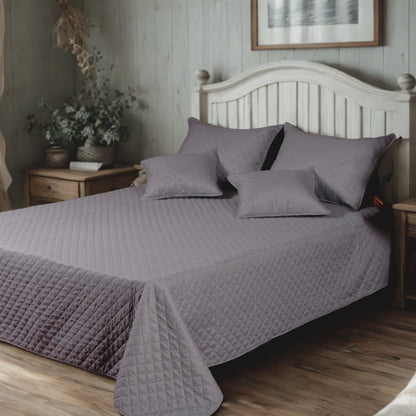Tache Solid Light Gray Silver Diamond Stitch Bubble Quilted Bedspread Set (DXJ109038-2)