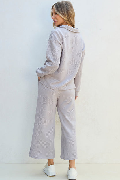 Threaded Pear Laylah Textured Top and Pants Set