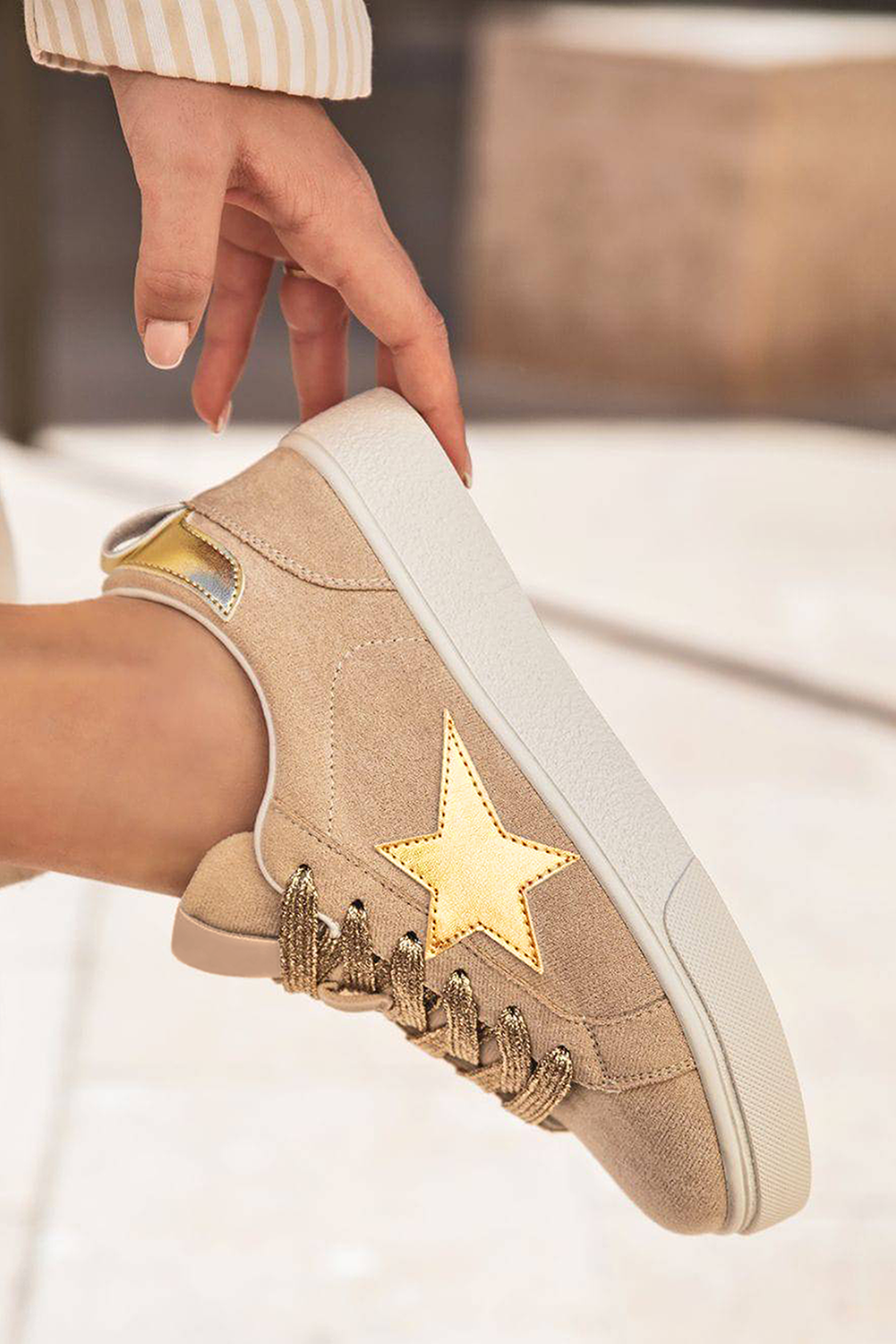 Threaded Pear Emily Patchwork Lace Up Sneakers