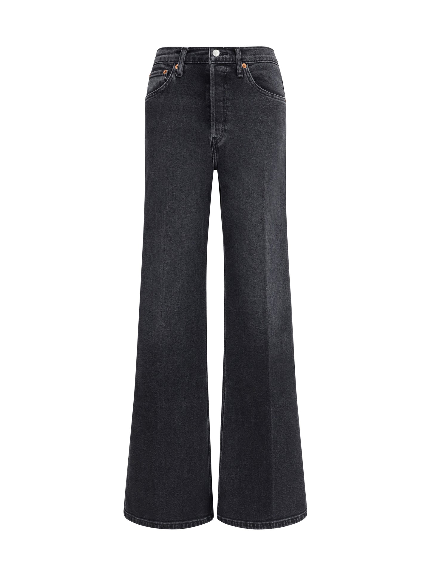 Wide-Leg Jeans Washed Black