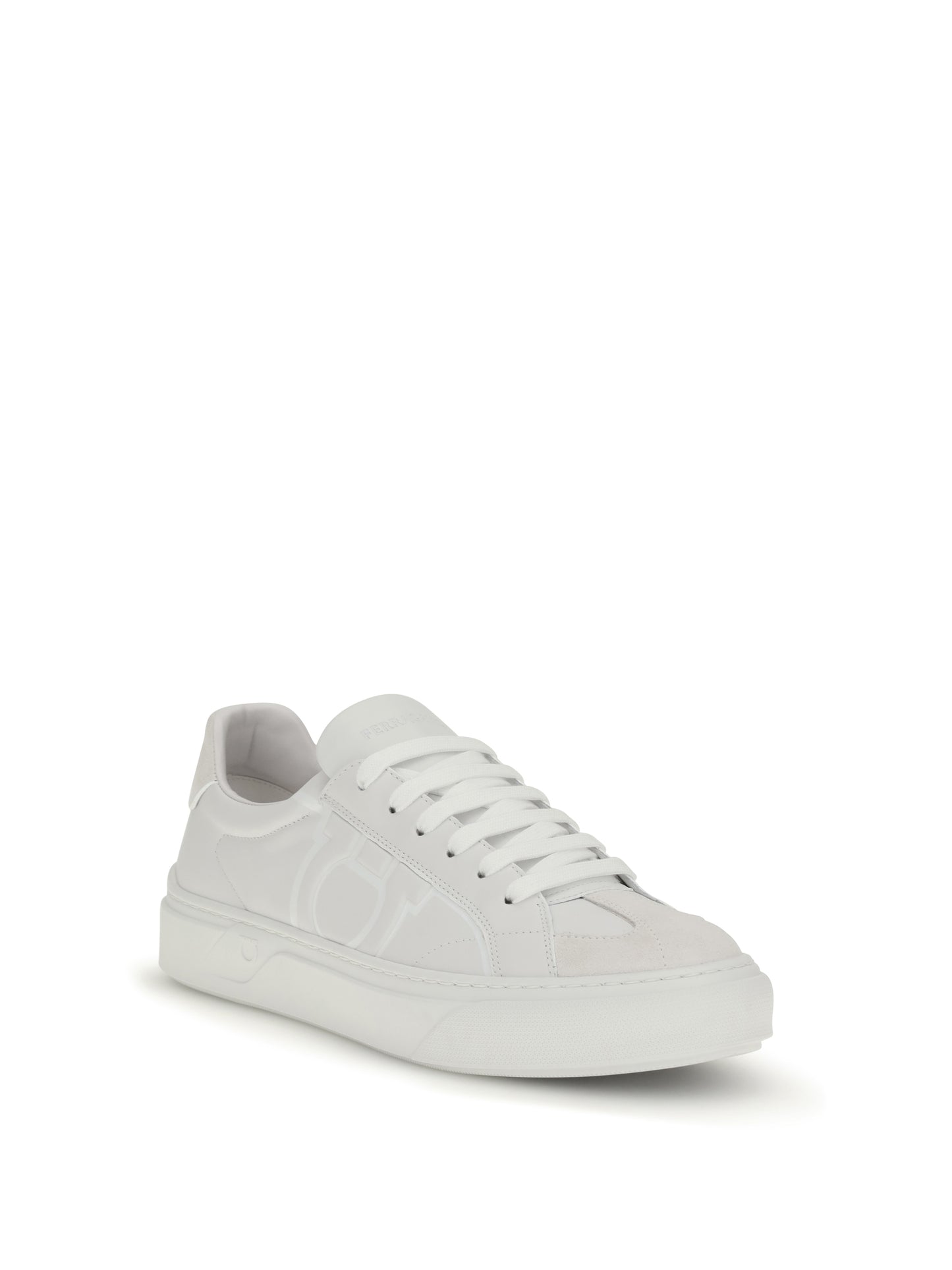 Sneakers Gancini White Calf Leather