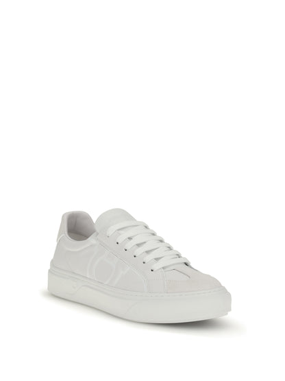 Sneakers Gancini White Calf Leather