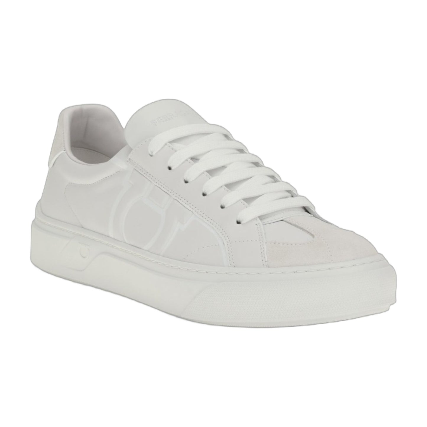 Sneakers Gancini White Calf Leather