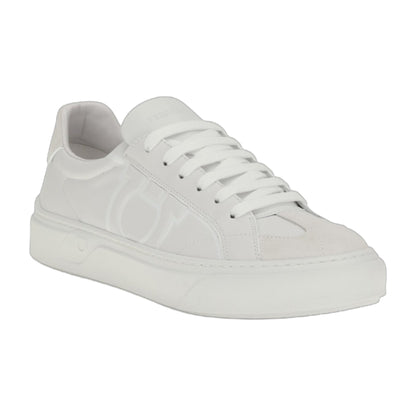 Sneakers Gancini White Calf Leather
