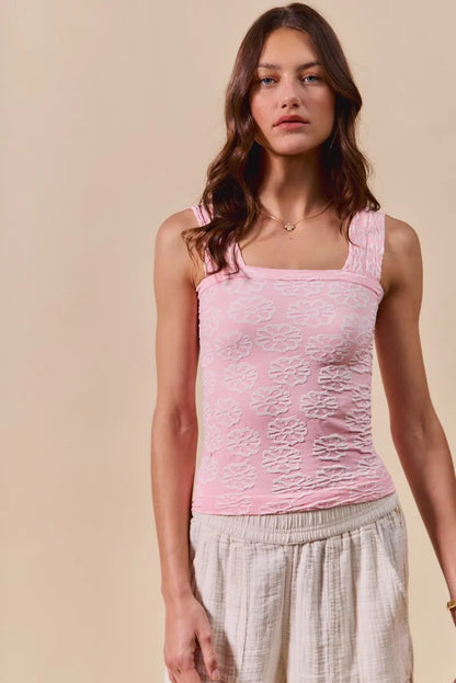 SO ME Two Tone Floral Seamless Tank Top