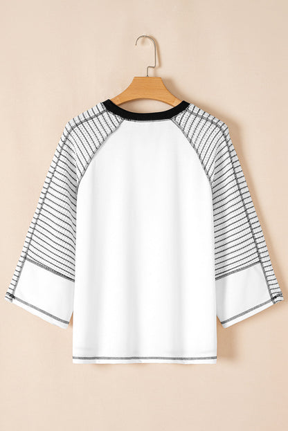 Threaded Pear Alaia Sleeve Raglan Patchwork Top