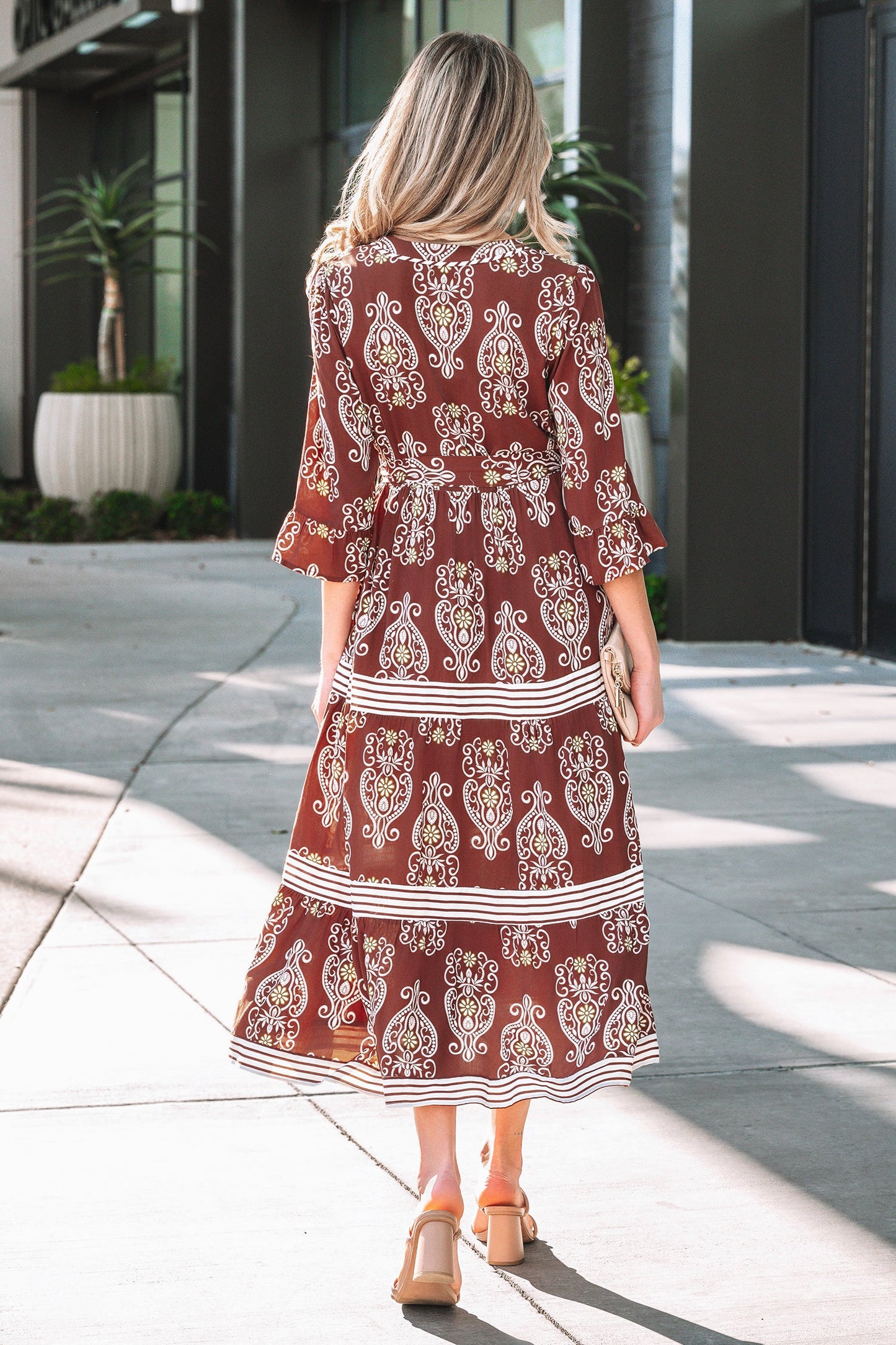 Threaded Pear Katie Trim Tiered Maxi Dress