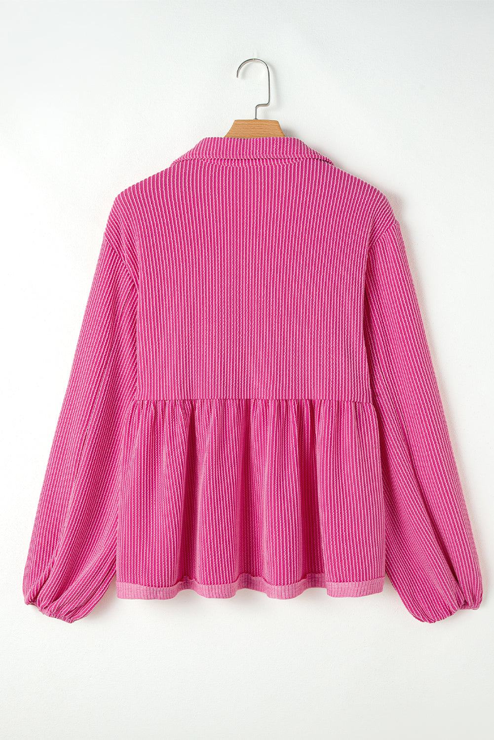 Threaded Pear Blake Corded V Neck Bubble Sleeve Blouse