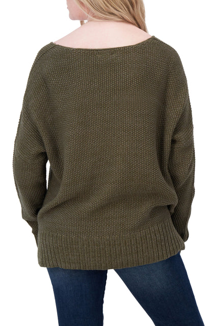 Lucky Brand Women's Spring Weight V Neck Pullover - Olive