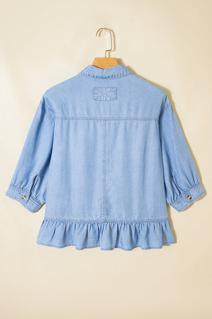Threaded Pear Daphne High Low Chambray Shirt