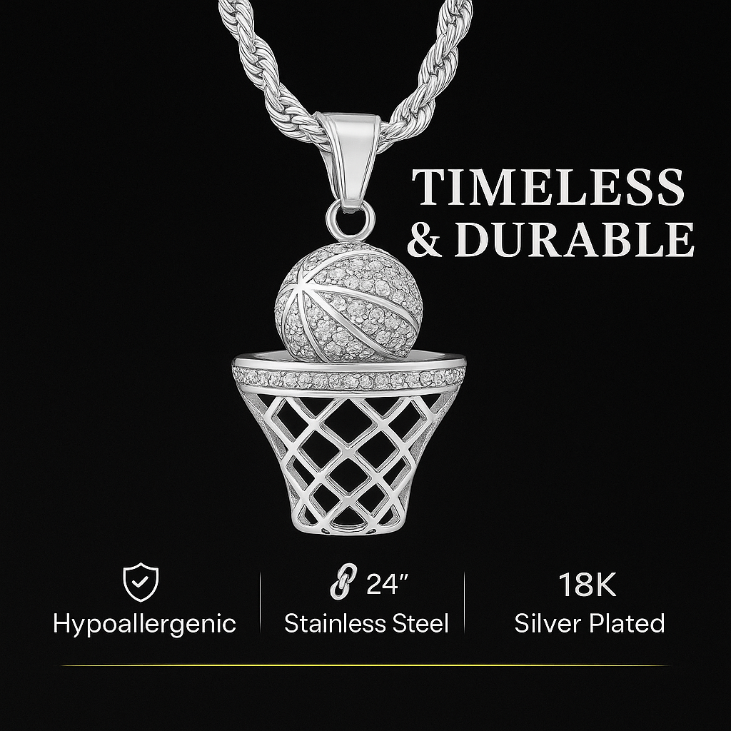 SWISH Basketball Pendant Necklace
