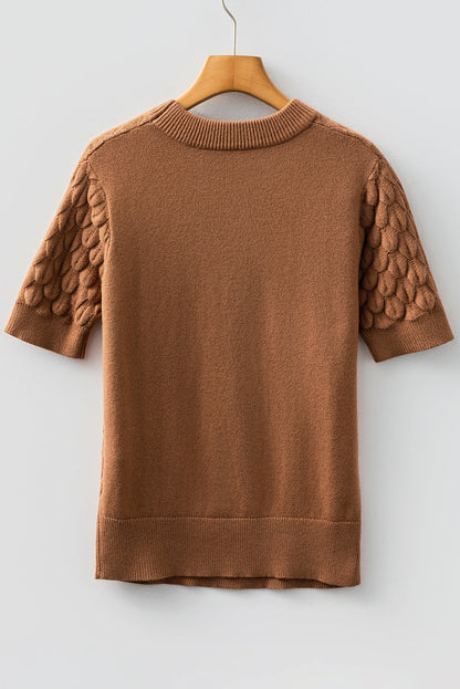 Threaded Pear Malaysia Ribbed Short Sleeve Sweater