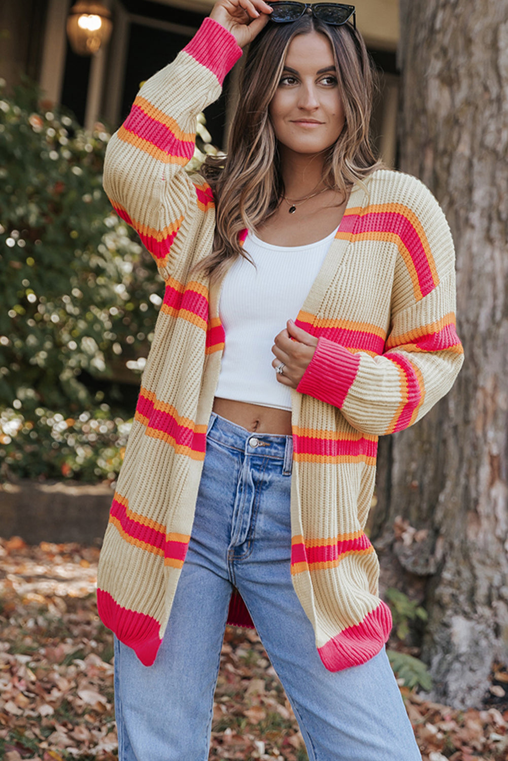 Josephine Stripe Long Knitted Cardigan by Threaded Pear – Zulily