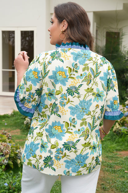 Threaded Pear Alisson Short Sleeve Floral Plus Blouse