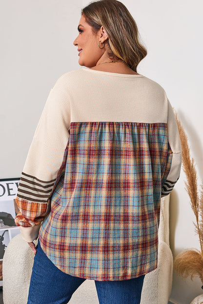 Threaded Pear Mackenzie Plaid Patchwork Half PLUS Pullover