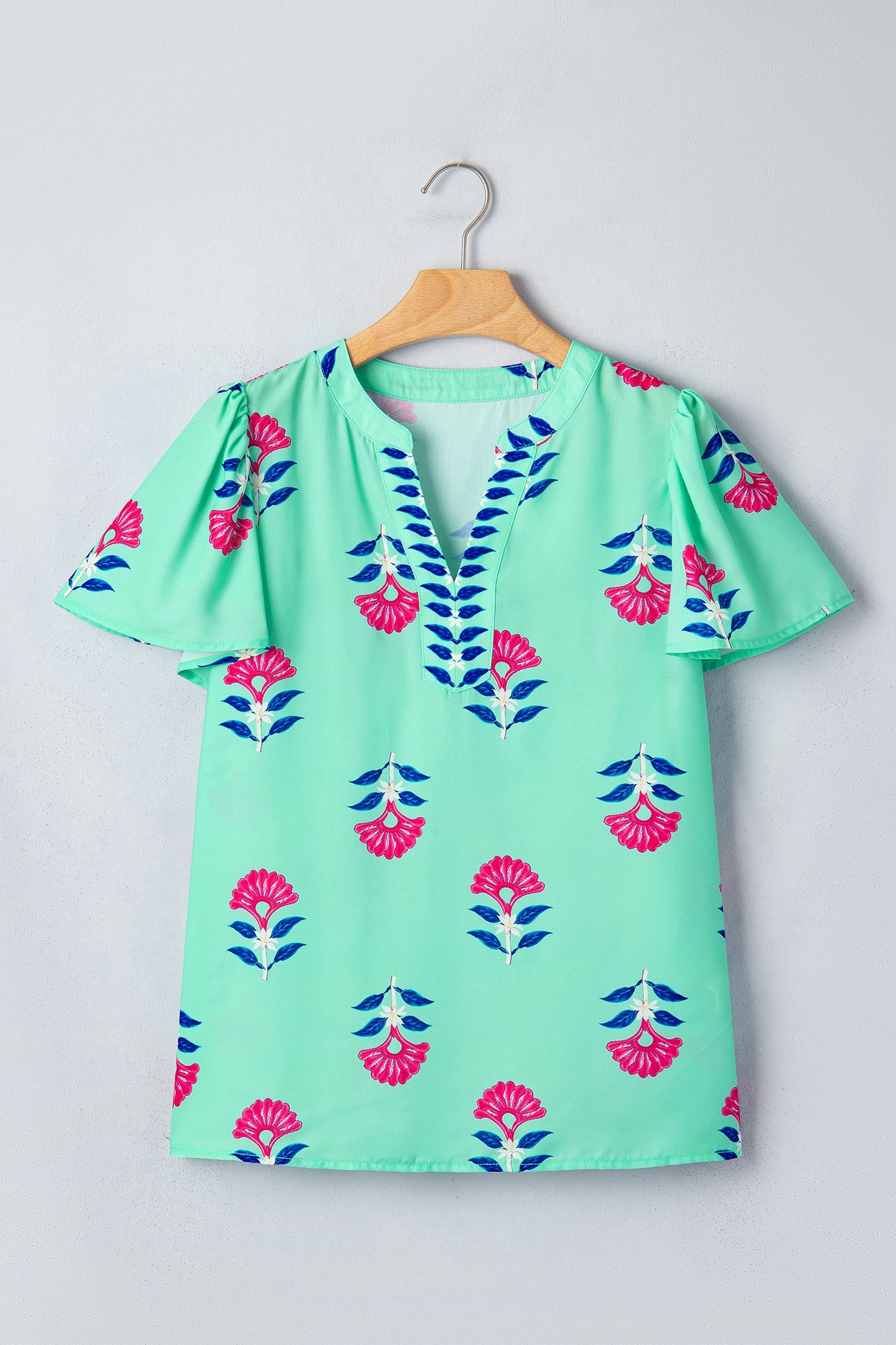 Threaded Pear Gianna Floral Flutter Sleeve Blouse