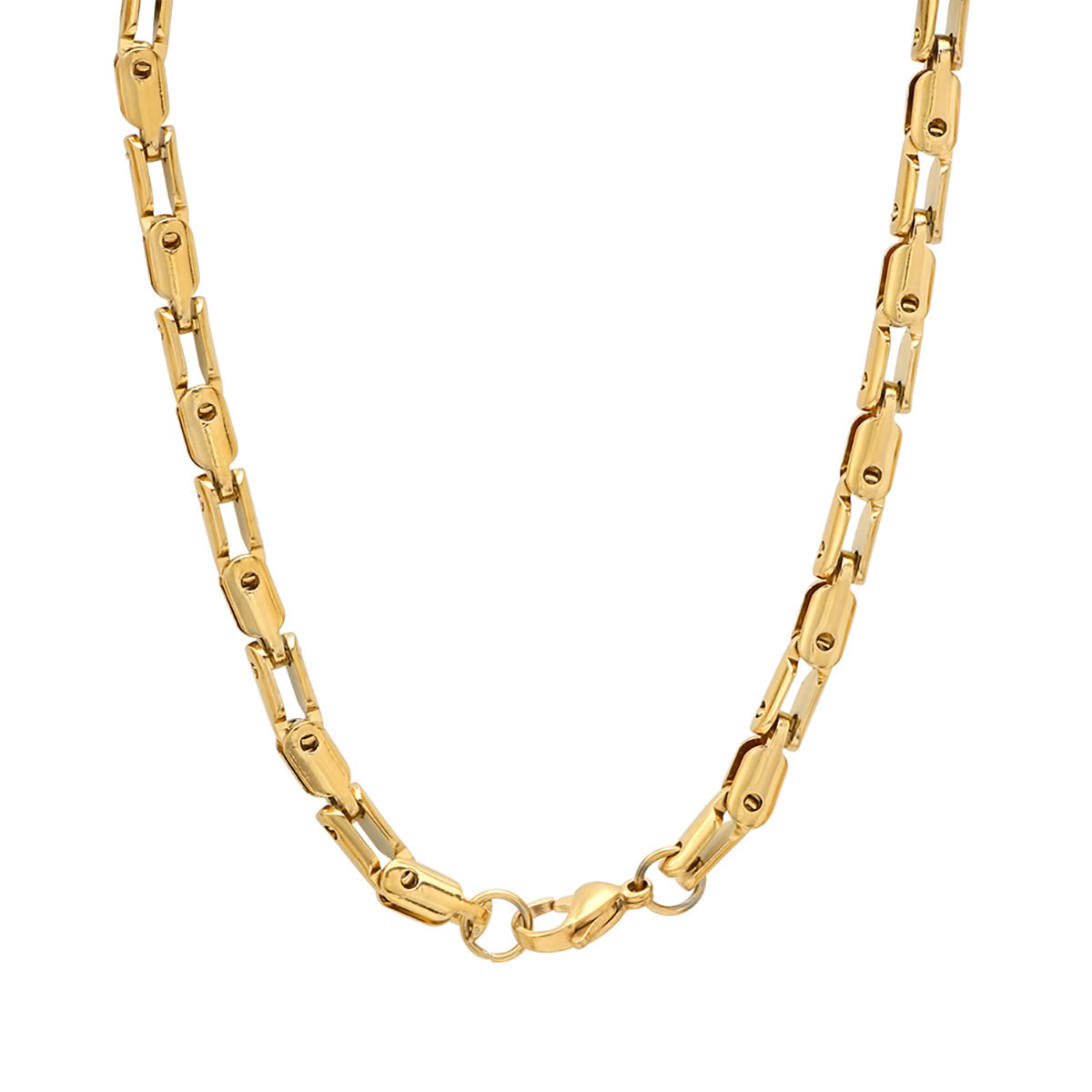 Gold Rectangular Link Chain Necklace