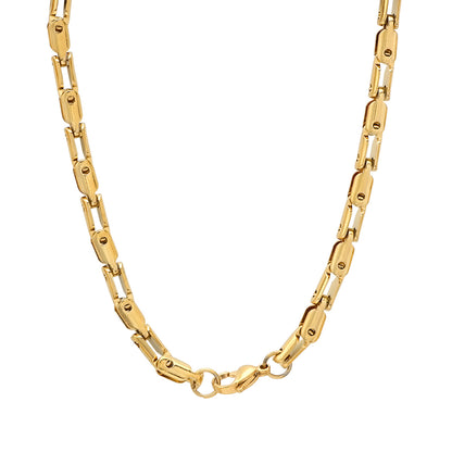 Gold Rectangular Link Chain Necklace
