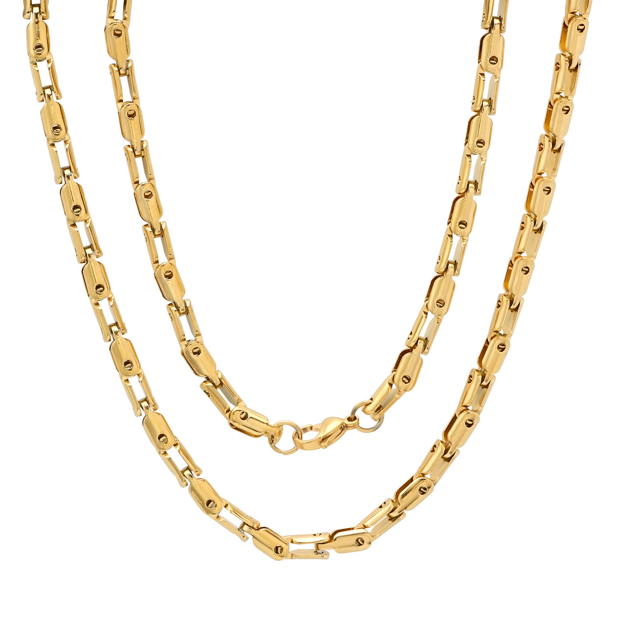 Gold Rectangular Link Chain Necklace