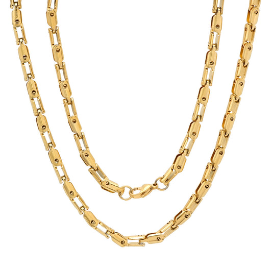 Gold Rectangular Link Chain Necklace