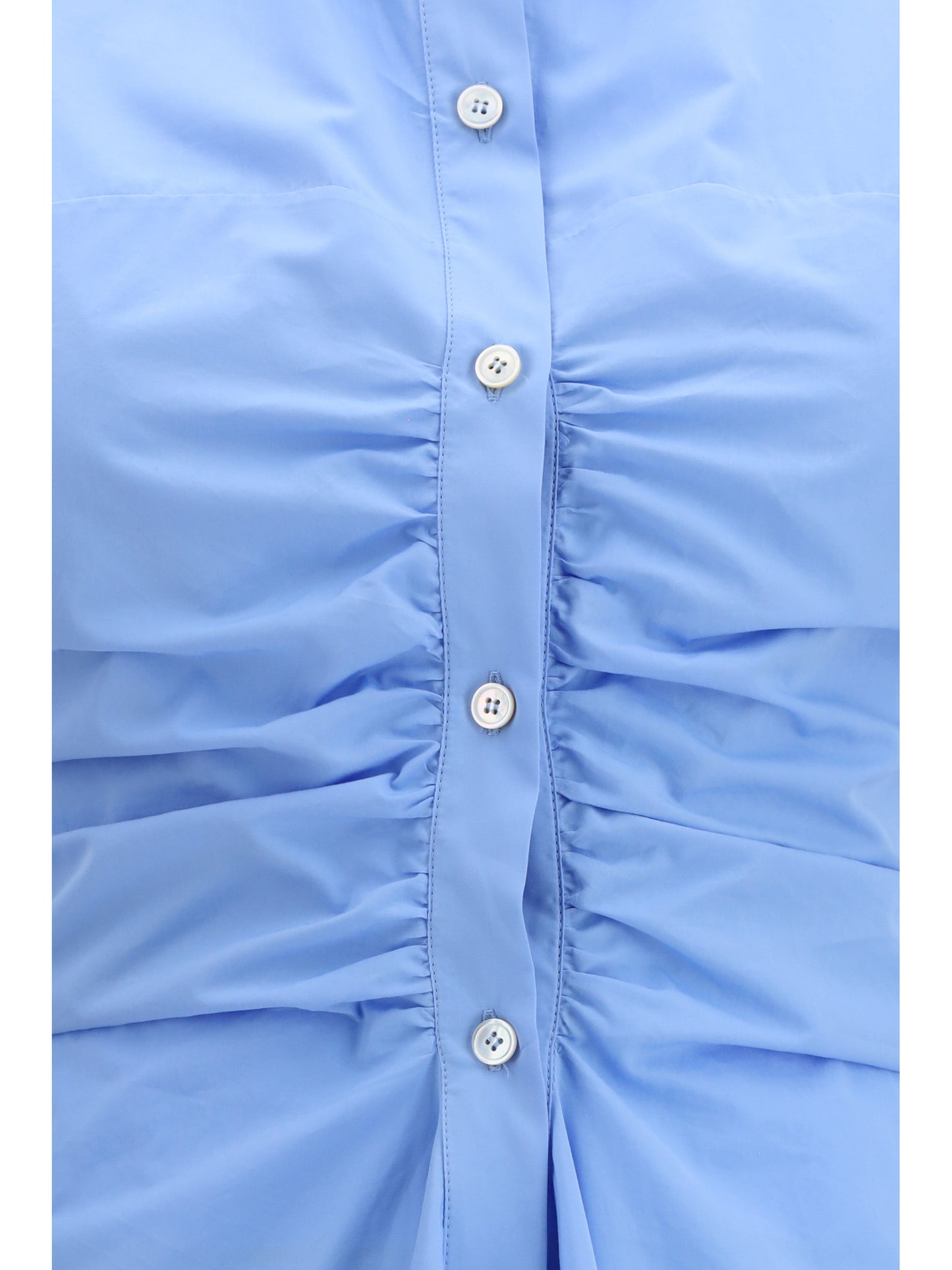 Dress Midi Shirt Sky Blue Cotton