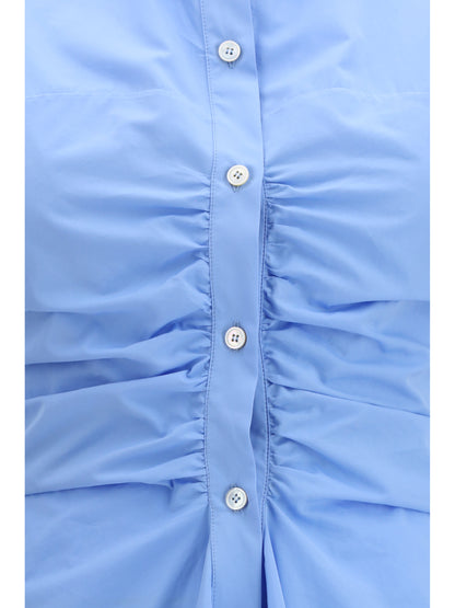Dress Midi Shirt Sky Blue Cotton
