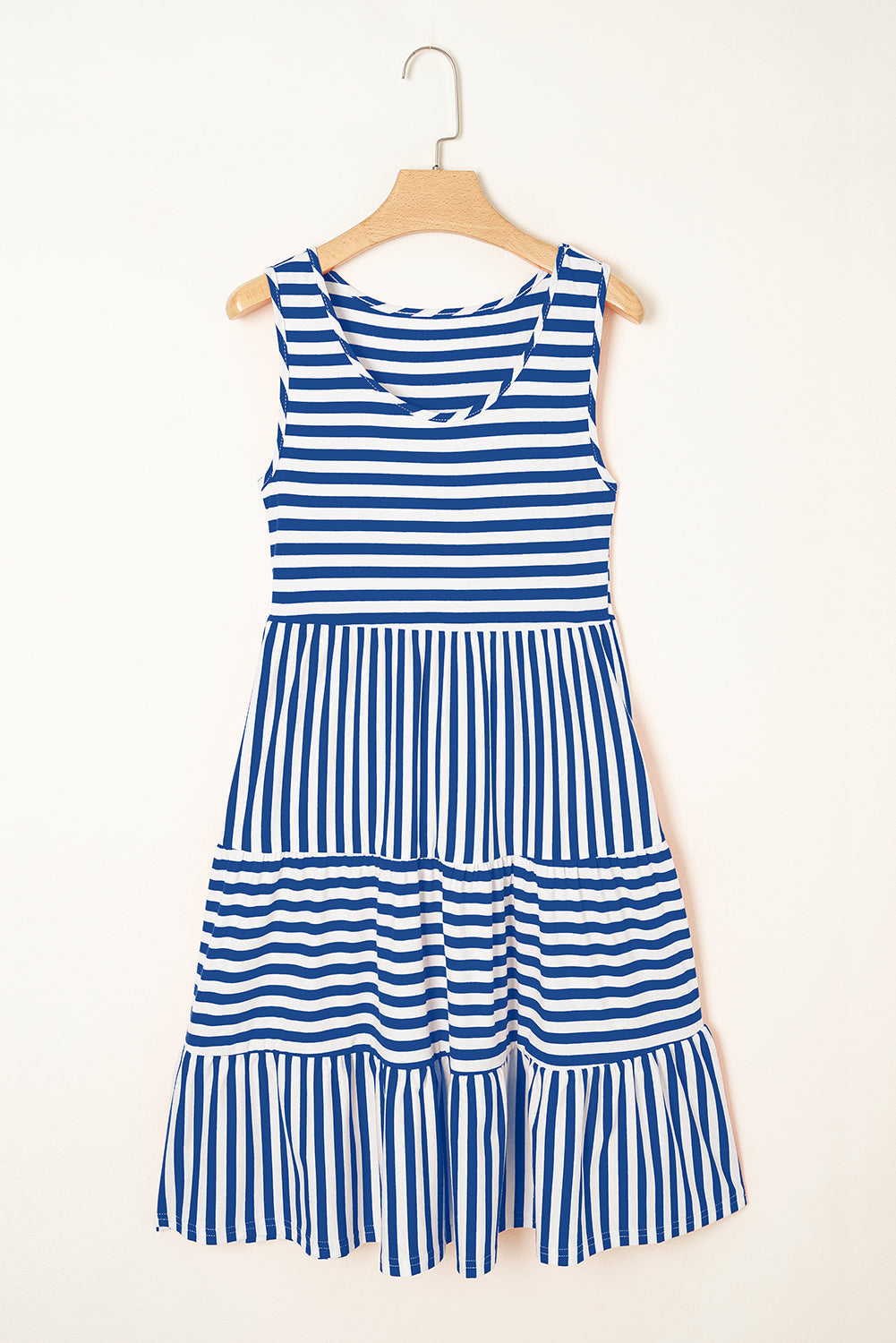 Threaded Pear Ellie Stripe U Neck Sleeveless Loose Fit Mini Dress