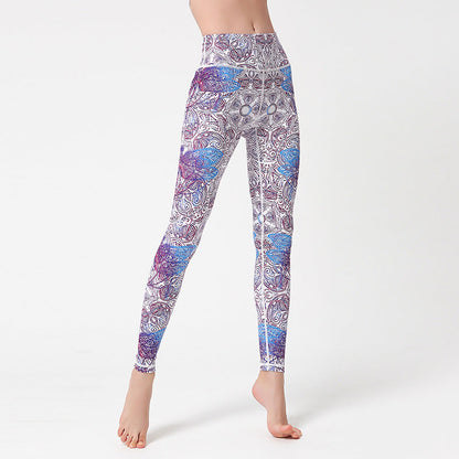 💜 Marble Print High-Waist Yoga Leggings – Sculpted Fit in Bold Purple
