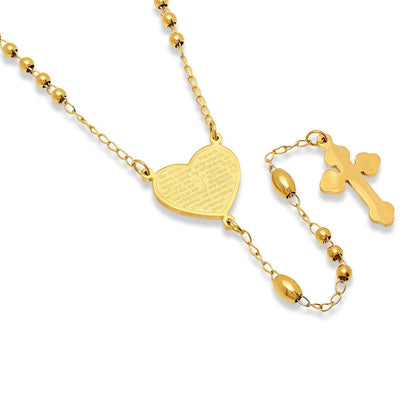 Our Father Prayer Heart Rosary Necklace