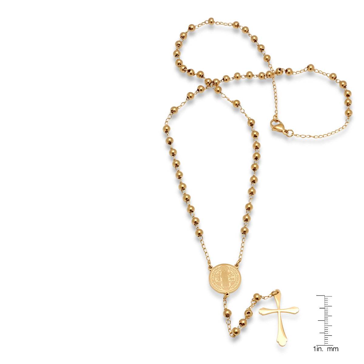 18K Gold Plated Stainless Steel Rosary Necklace