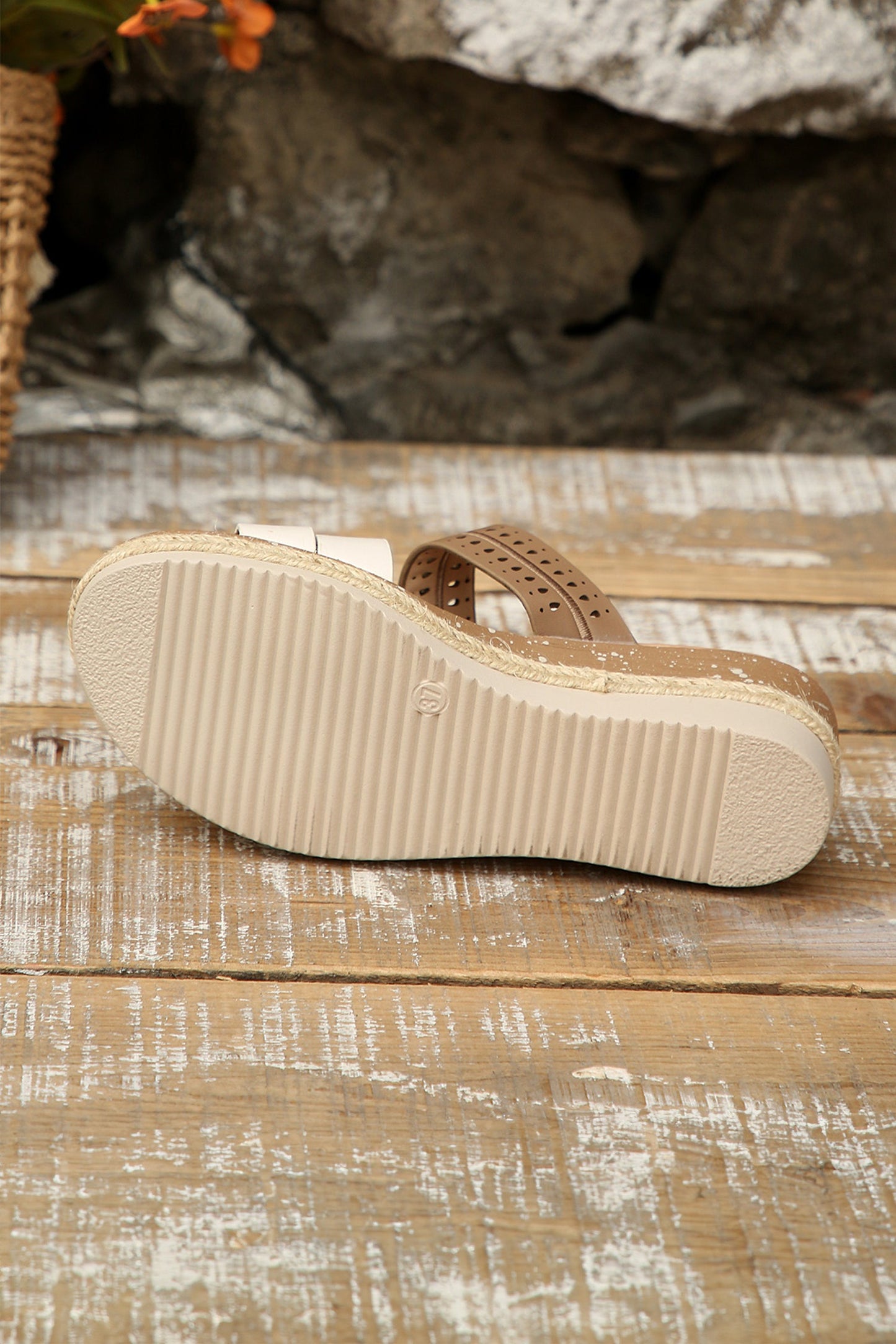 Threaded Pear Nevaeh Straps Platform Wedge Slippers